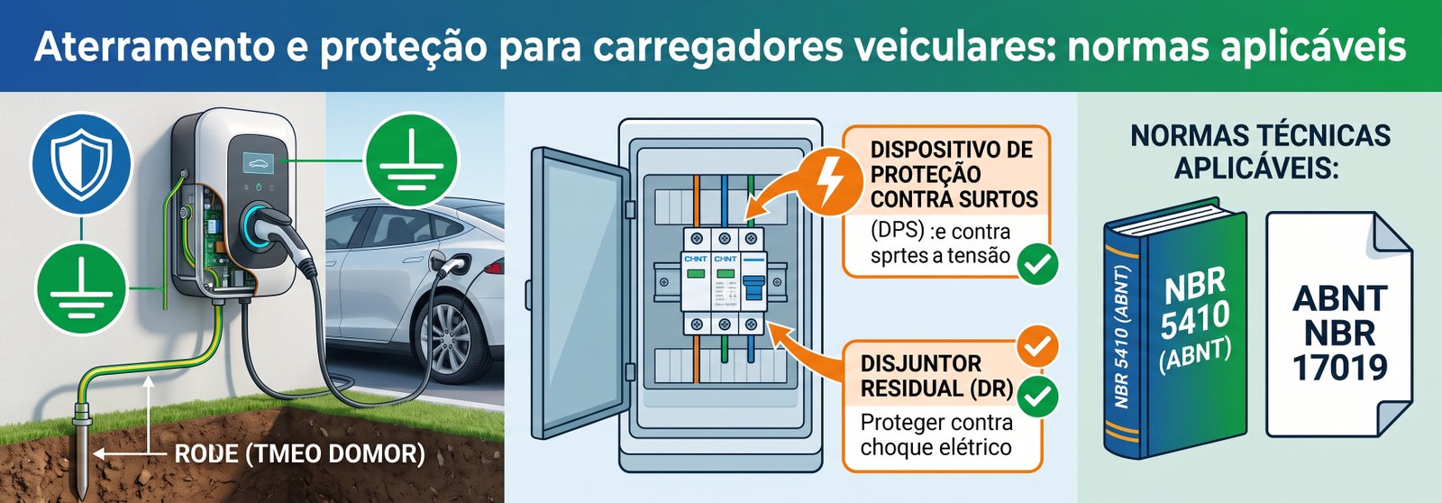 Aterramento proteção carregadores
