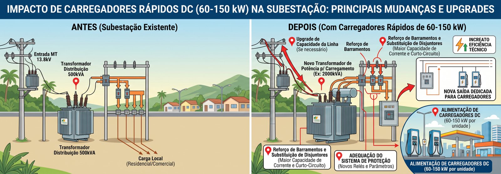 Carregador rápido DC subestação