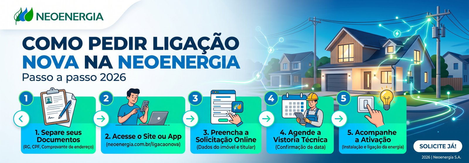 Como pedir ligaÃƒÂ§ÃƒÂ£o nova na Neoenergia
