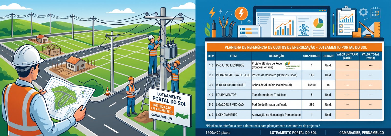 Custo energizaÃ§Ã£o loteamento