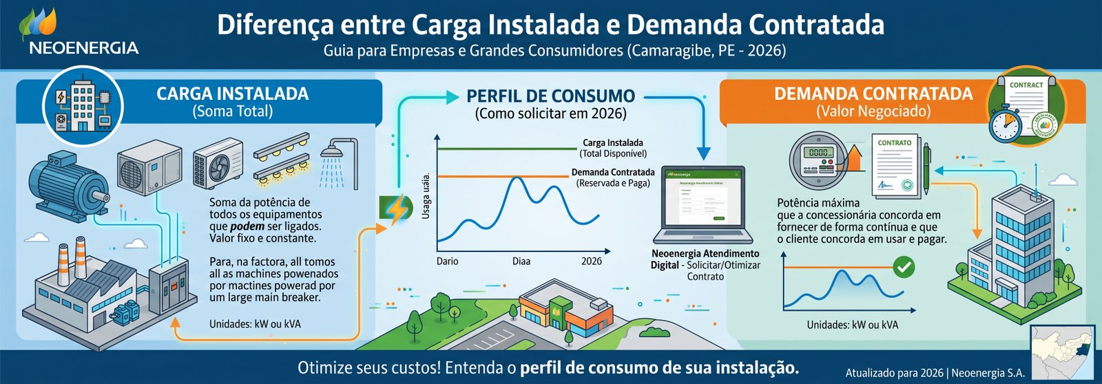 DiferenÃƒÂ§a carga instalada demanda contratada