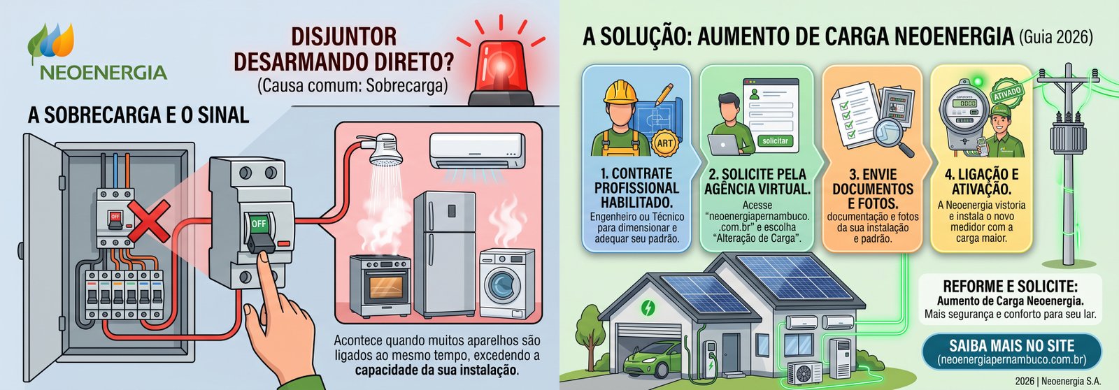 Disjuntor desarmando sinal aumento de carga