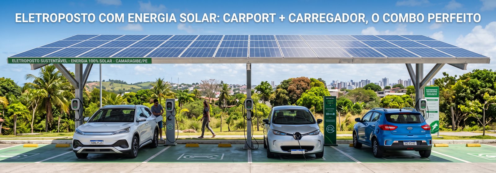 Eletroposto solar carport
