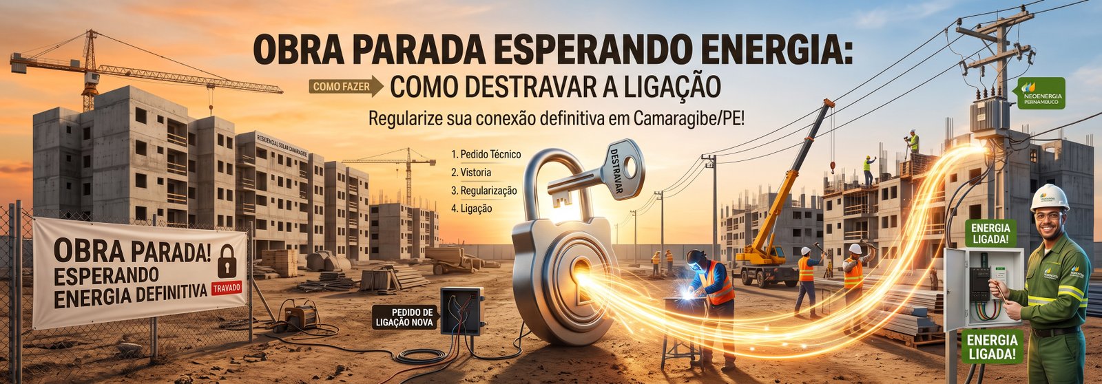 Obra parada esperando energia