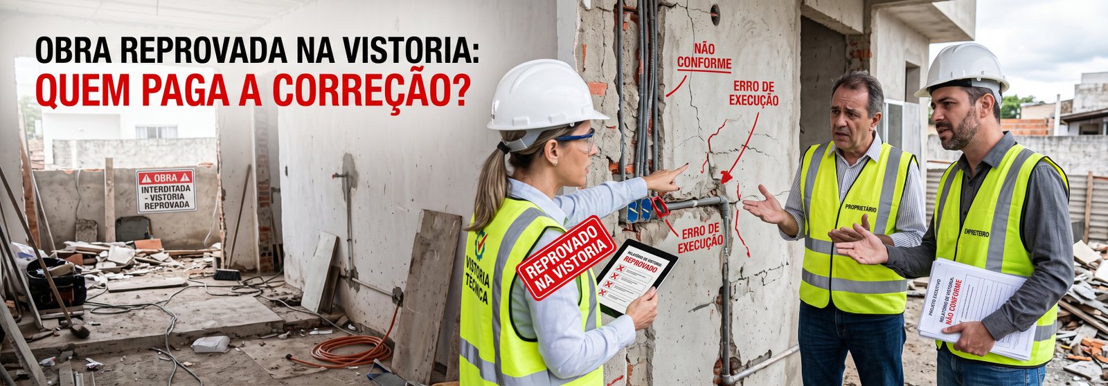 Obra reprovada vistoria quem paga