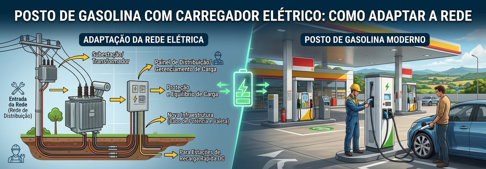 Posto gasolina carregador elétrico