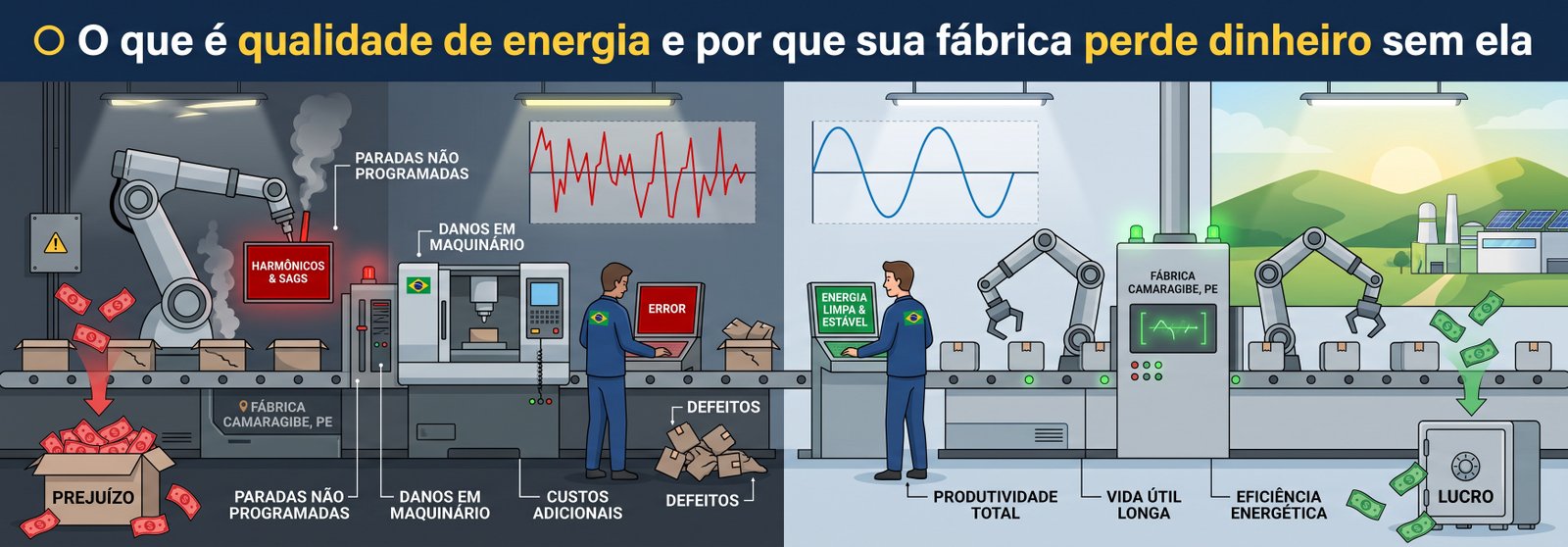 Qualidade energia fábrica