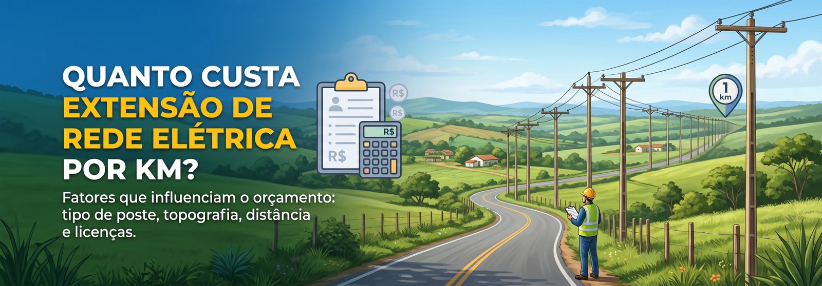Custo extensÃ£o rede elÃ©trica por km