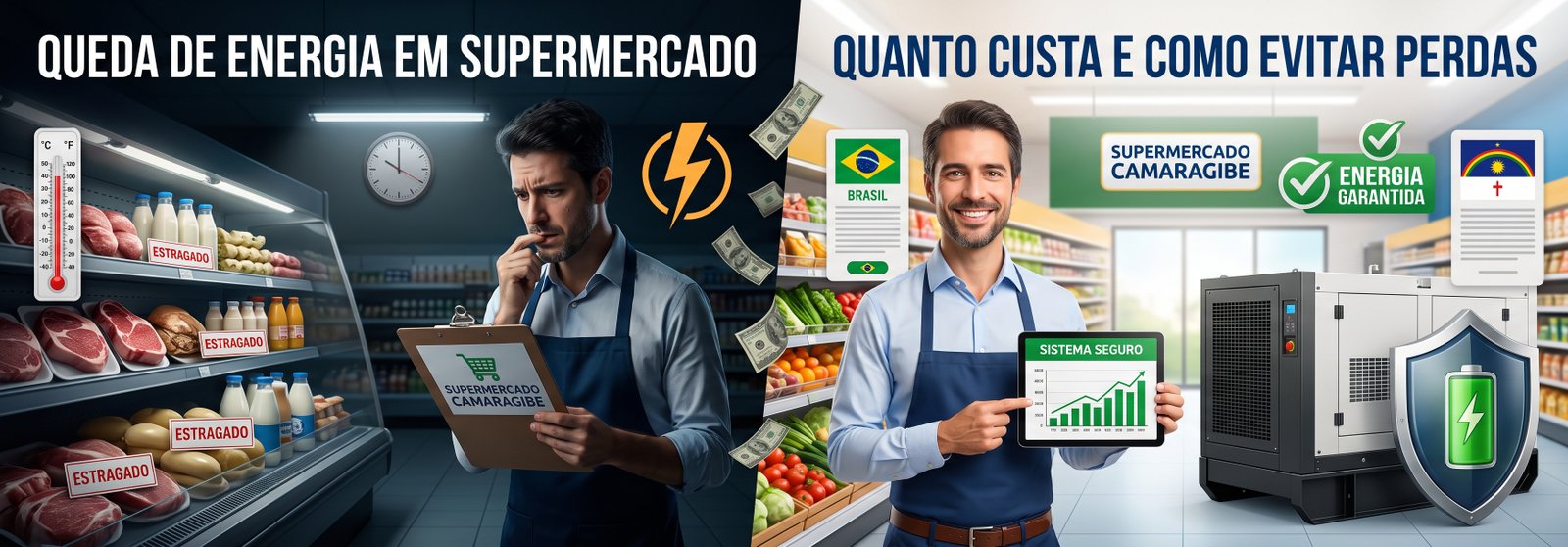 Queda energia supermercado