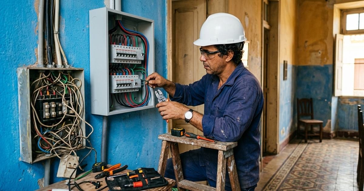 Regularização de instalação elétrica Neoenergia Recife - medidor e fios de energia