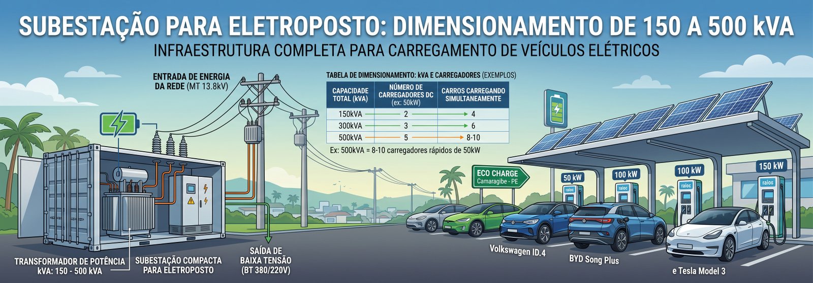 Subestação eletroposto dimensionamento