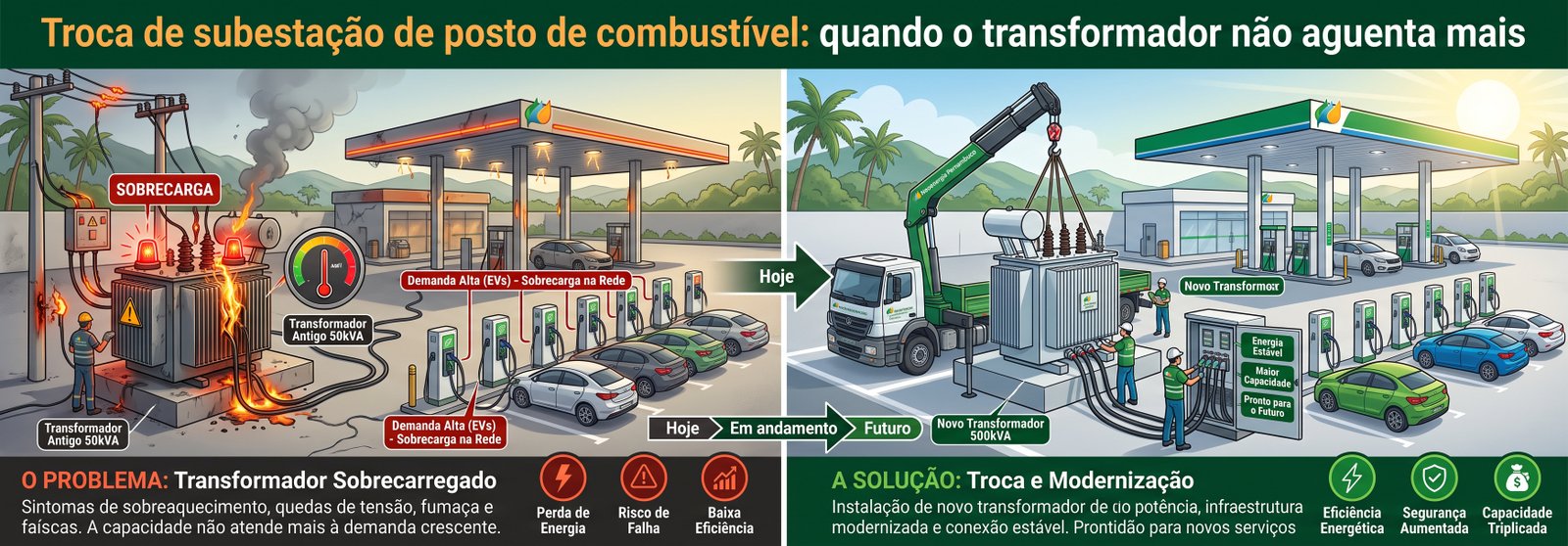 Troca subestação posto